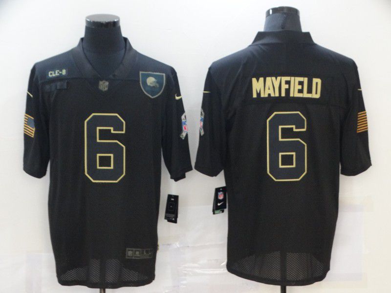 Men Cleveland Browns #6 Mayfield Black gold lettering 2020 Nike NFL Jersey->cleveland browns->NFL Jersey